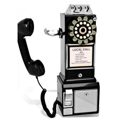 Teléfono antiguo diseño cabina americana