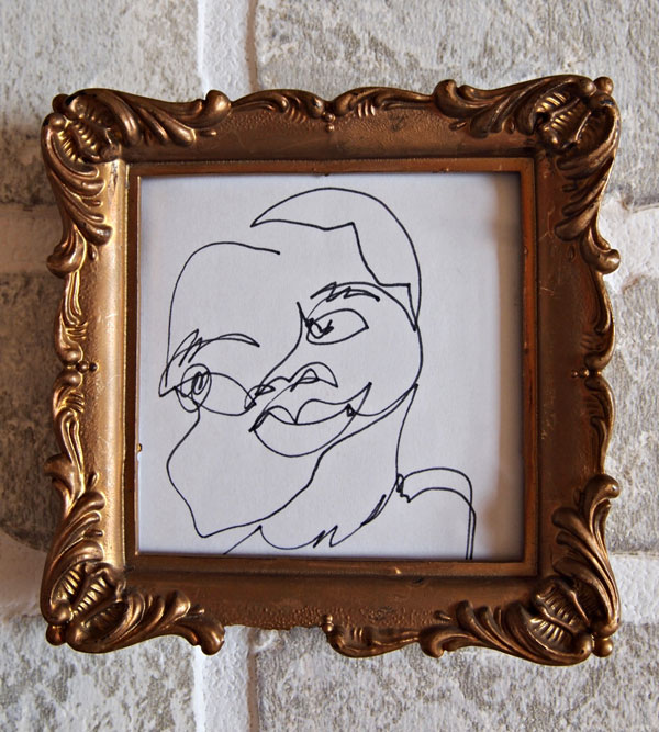Marco con retrato inspirado en Pablo Picasso