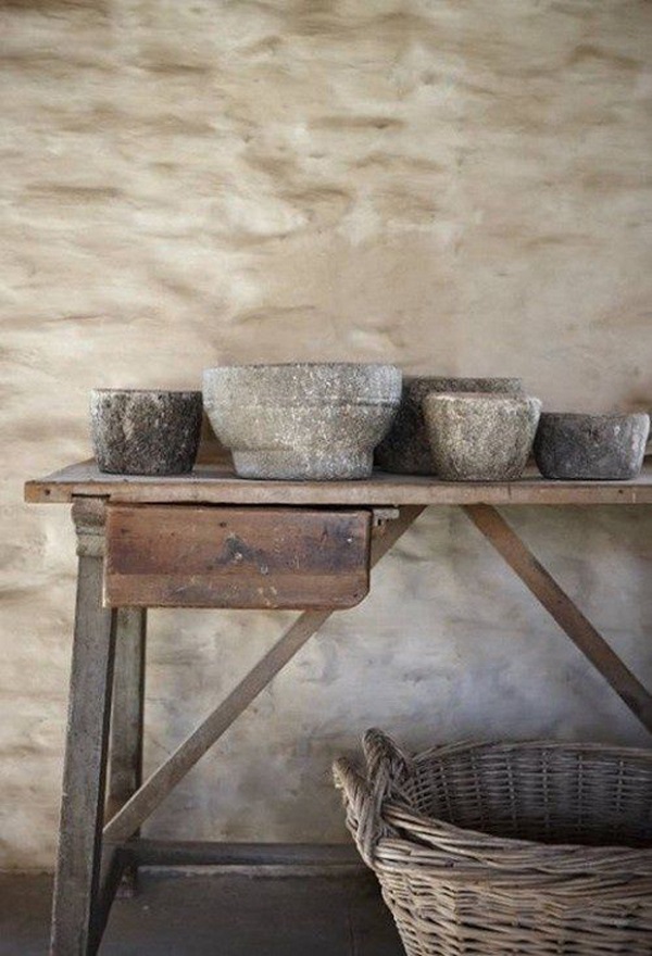 Objetos de decoración Wabi Sabi de pueblo
