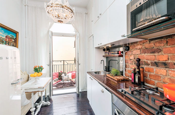 Cocinas pequeñas vintage estilo ecléctico