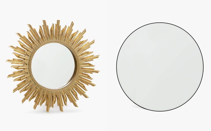 Espejos de pared de sol y minimalista en Zara Home