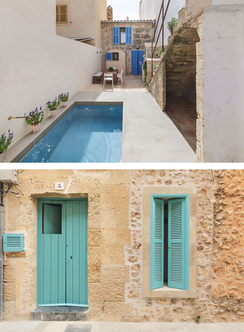 Casa de pueblo antigua restaurada piscina y fachada