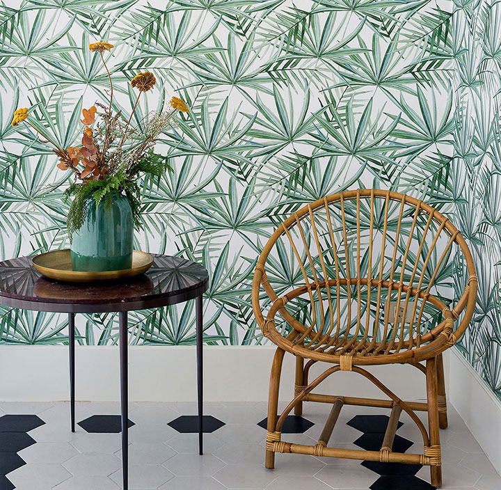 Estilo de decoración Art Decó con plantas y palmeras