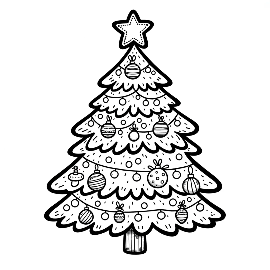 Árbol de Navidad para colorear con niños de 4 y 5 años