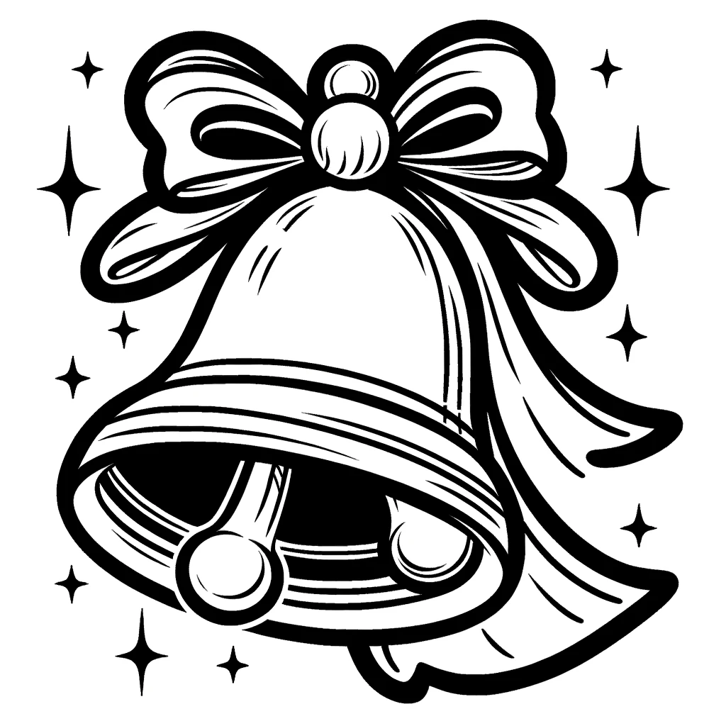 Campana navideña imprimible para colorear con niños de 4 años