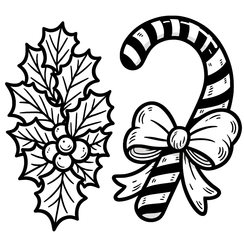 Dibujo de un bastón dulce de Navidad imprimible