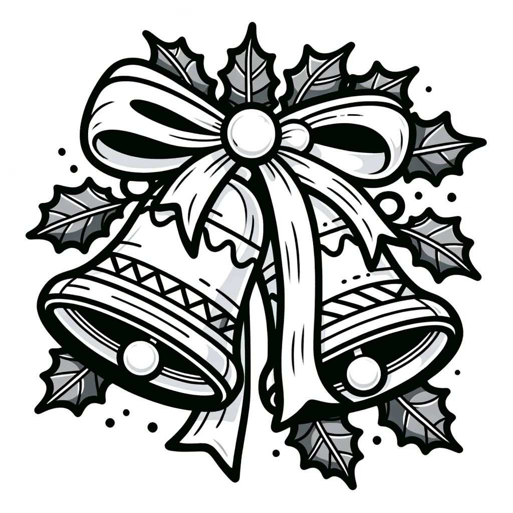 Dibujo de unas campanas navideñas para pintar con colores
