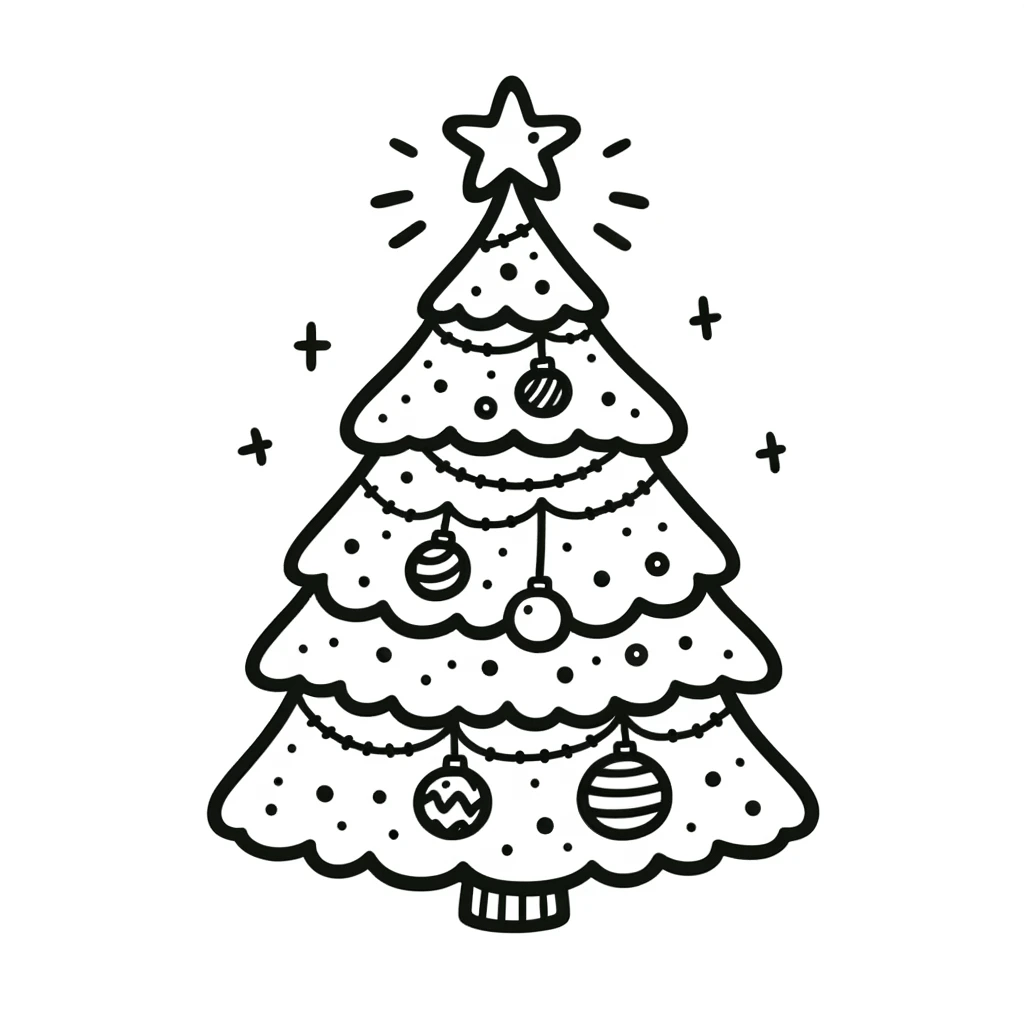 Dibujo para colorear de árbol de Navidad infantil