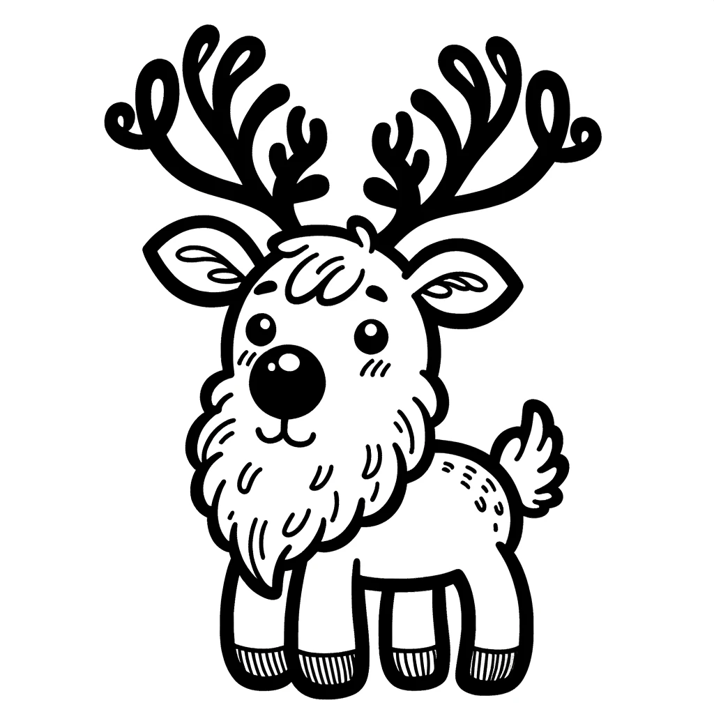 Dibujo imprimible de un reno de Navidad