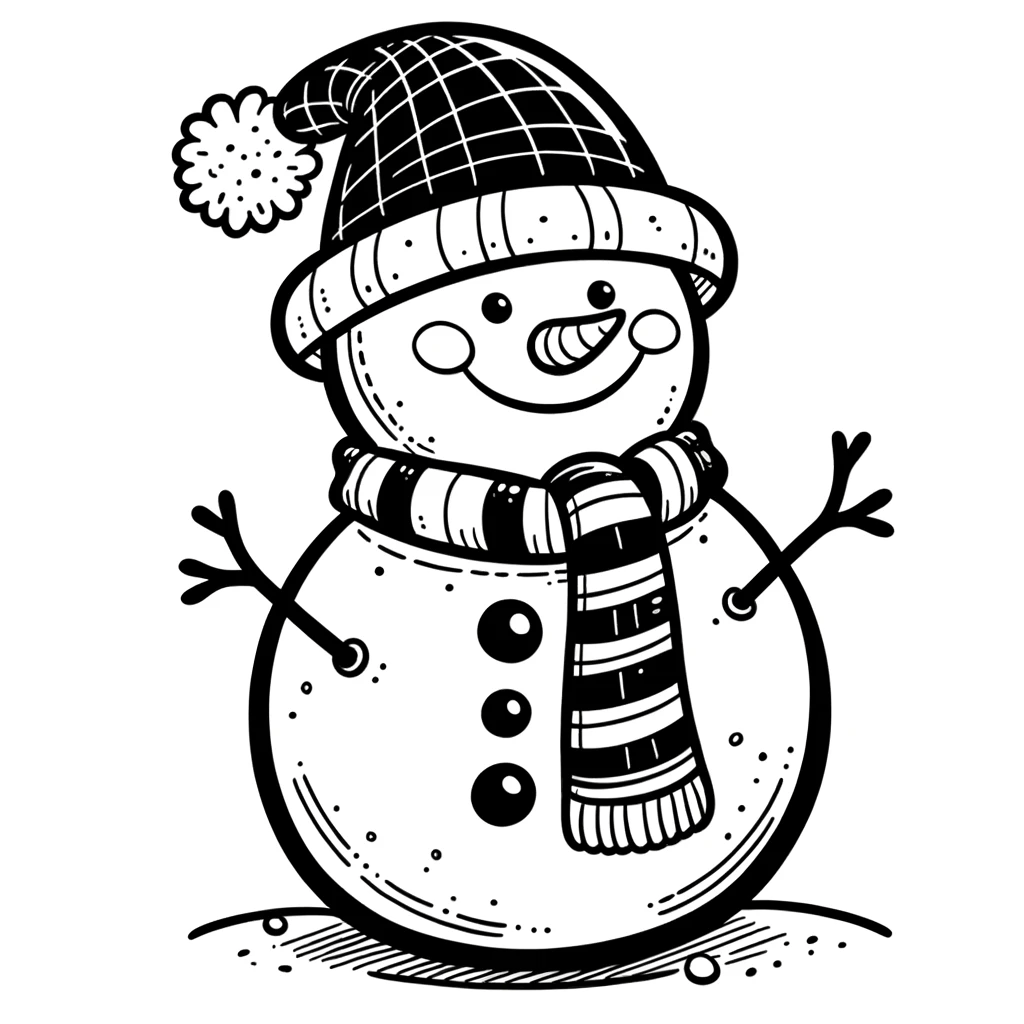 Muñeco de nieve navideño para colorear con niños