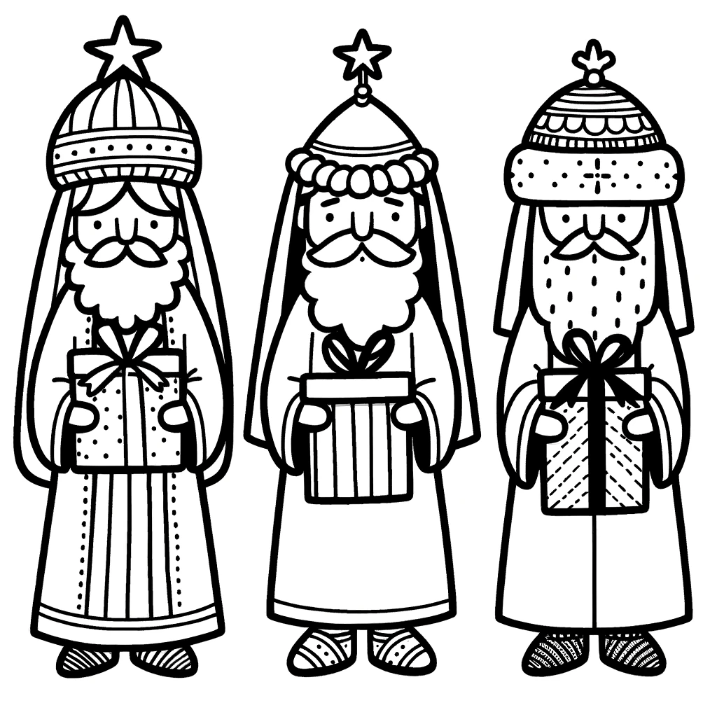 Dibujo para imprimir y colorear de los 3 Reyes Magos