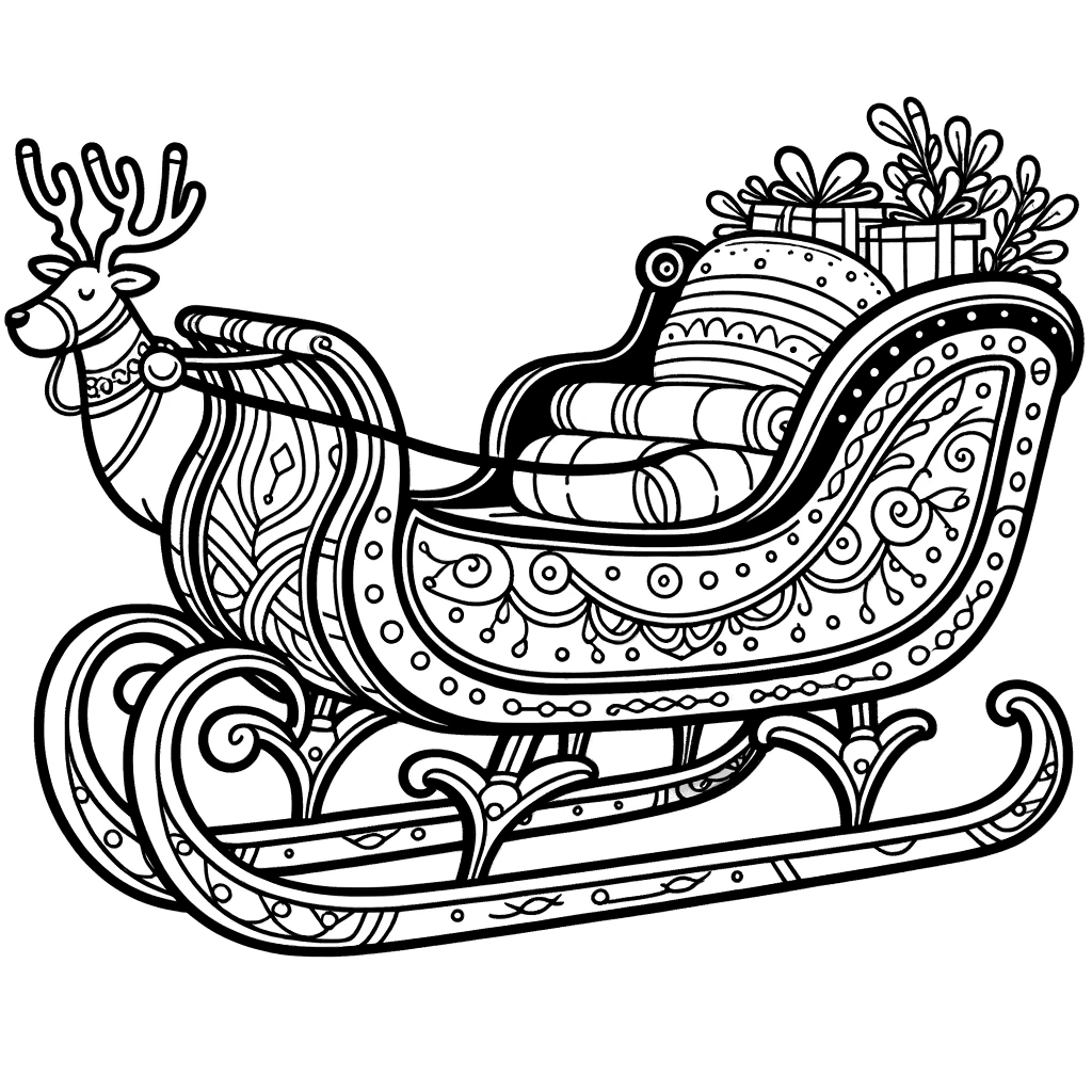 El trineo de Papá Noel imprimible para colorear