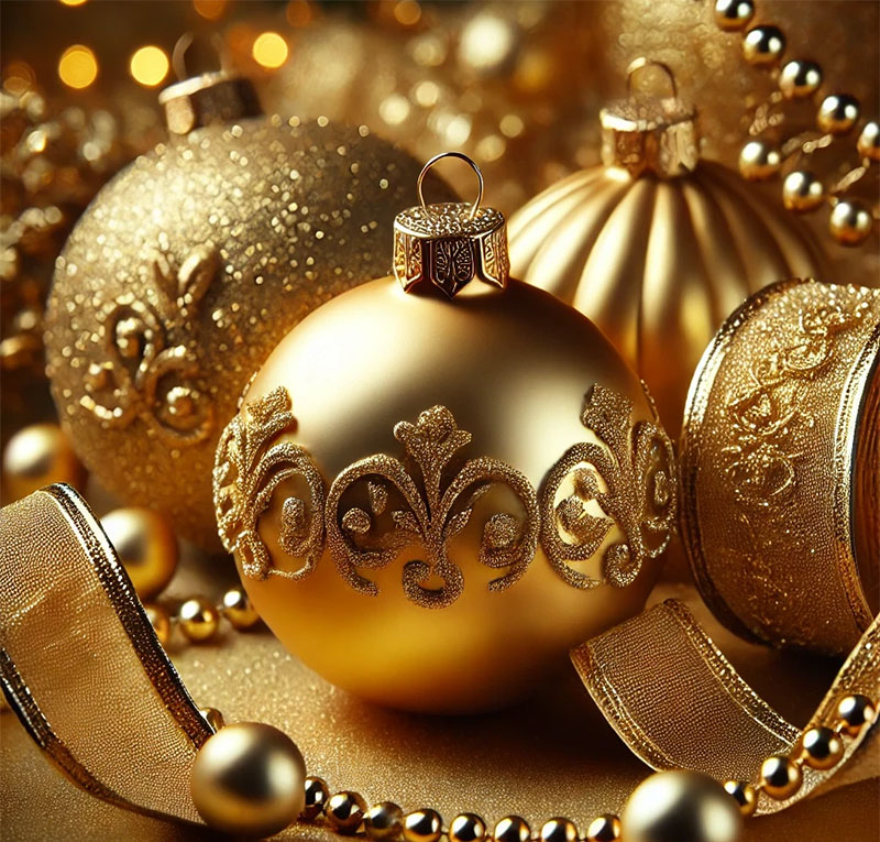 Adornos para el árbol de Navidad bolas y esferas doradas