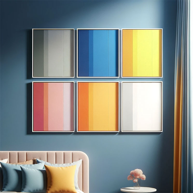 Colores que combinan con el azul en decoración y paredes: gris, naranja,amarillo, blanco,rosa