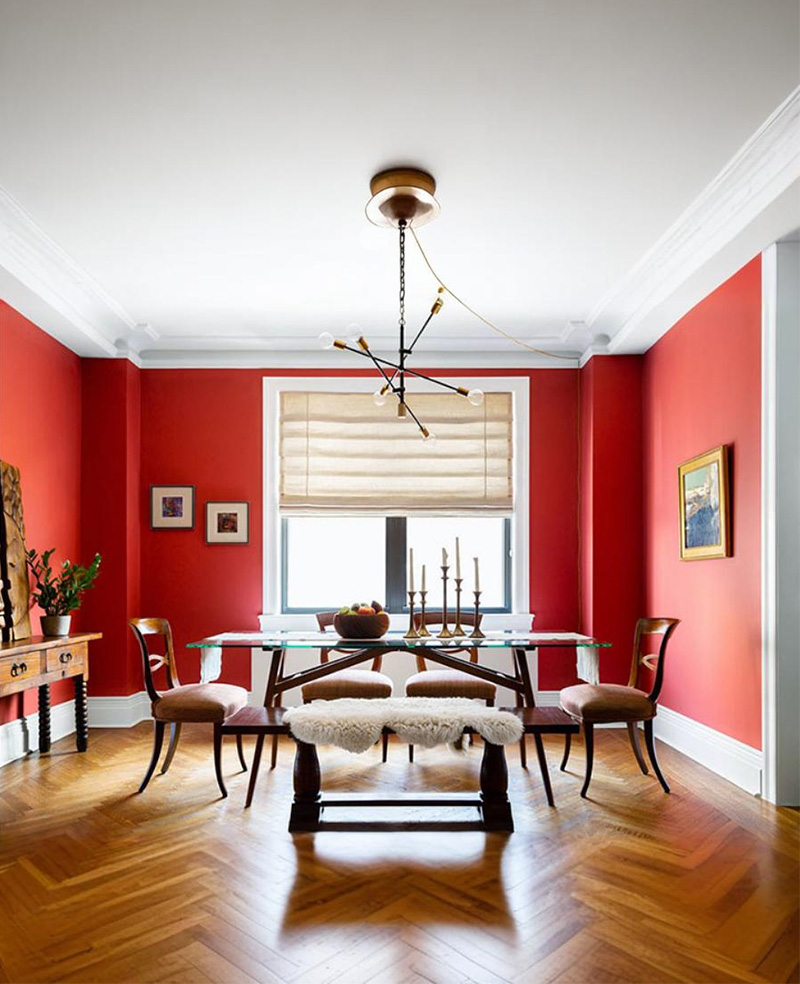 Colores para las paredes del comedor rojo y blanco