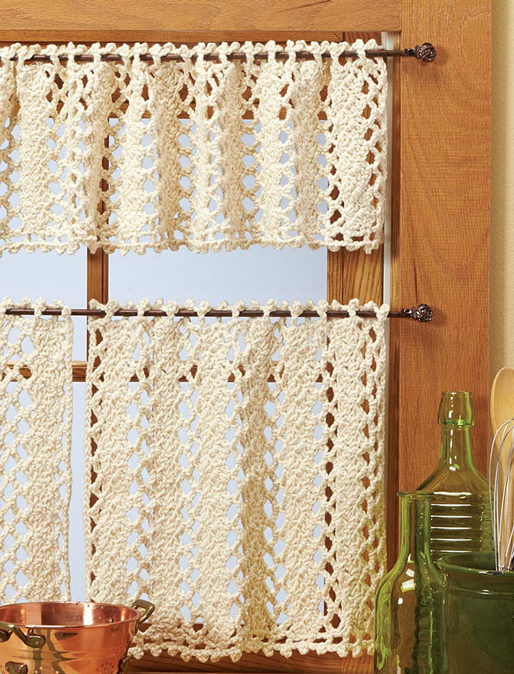 Cortinas de cocina tejidas a Crochet