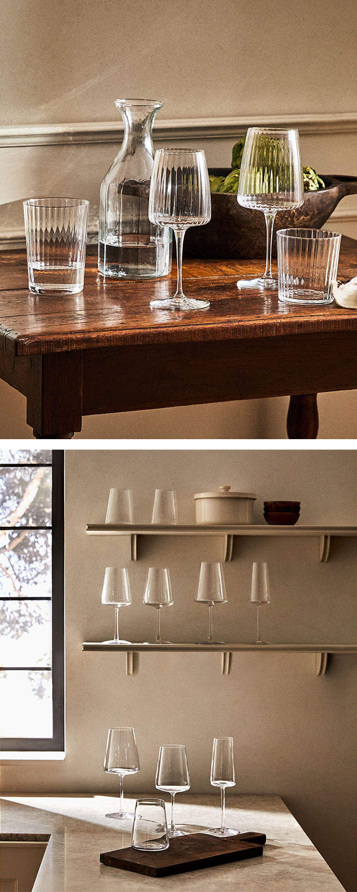 Sets de cristalería completa Zara Home con vasos, copas y jarras