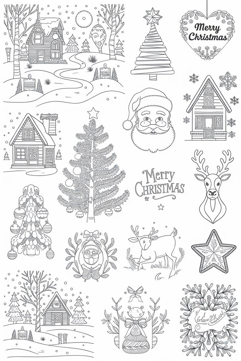 Dibujos de Navidad con contornos para imprimir y colorear gratis