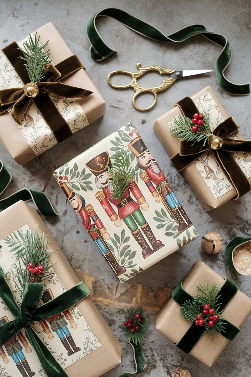 Envolver regalos de Navidad con papel vintage