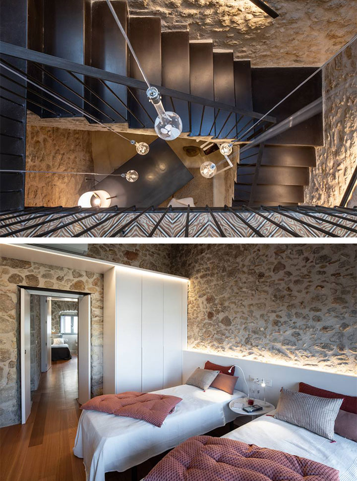 Escaleras a la zona de dormitorios de una casa antigua reformada