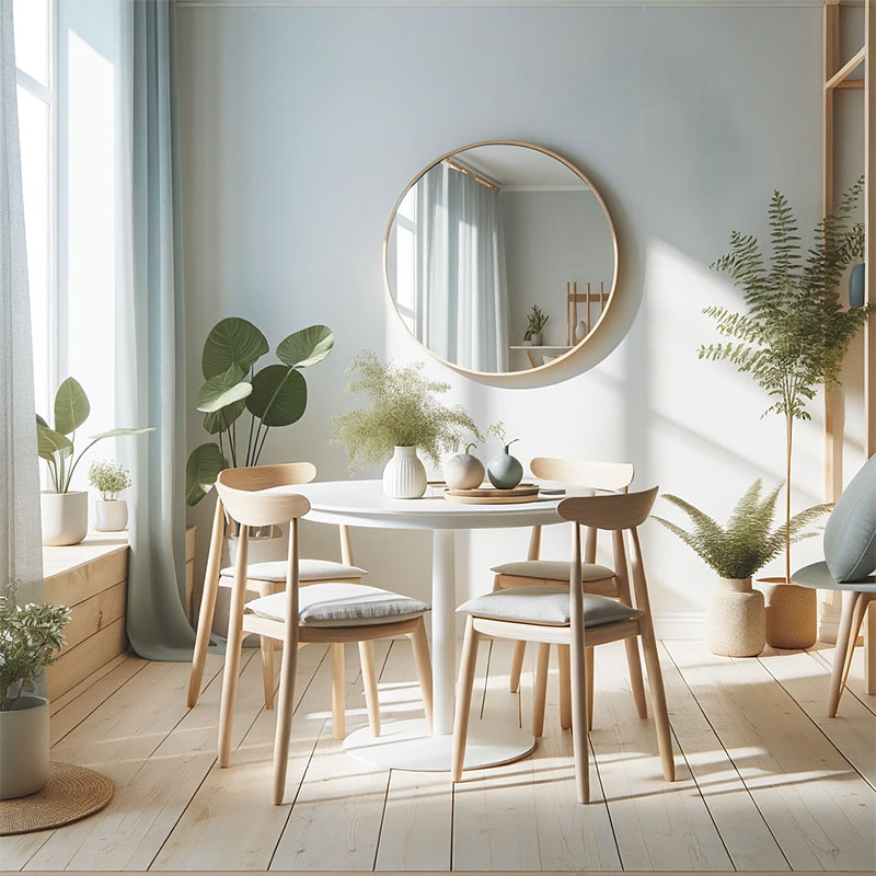 Espejo para comedor redondo estilo nórdico escandinavo