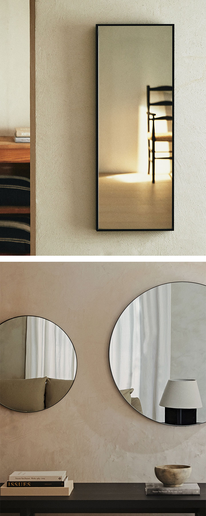 Espejos Negros de pared Zara Home en diseño redondo y rectangular