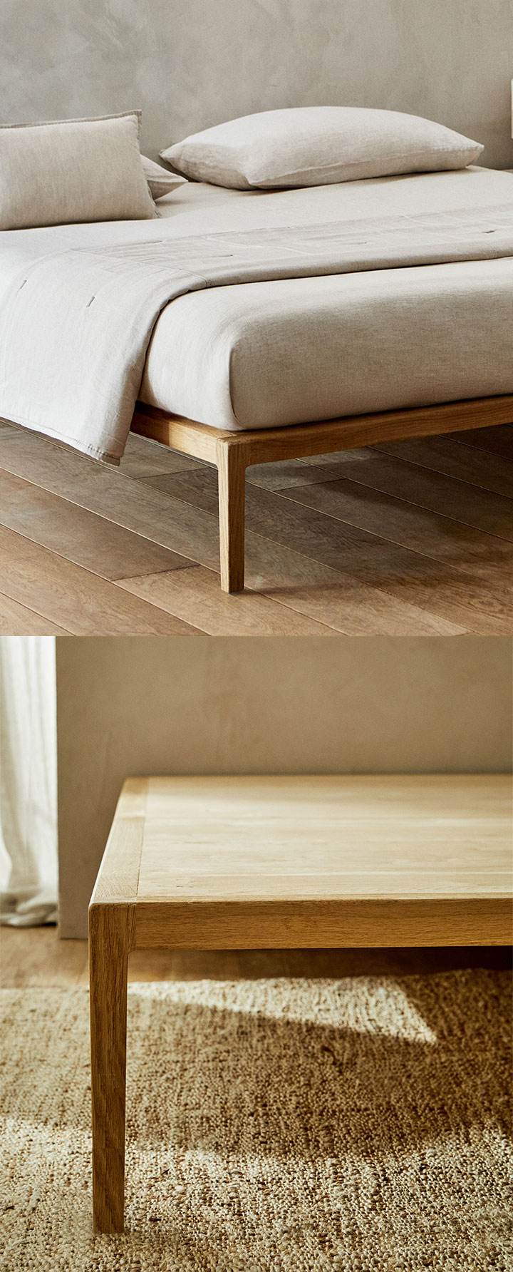 Estructura de cama de madera natural Zara Home