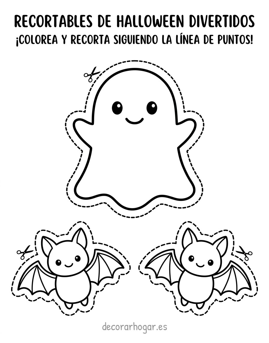 Silueta de Fantasmita de Halloween imprimible y murciélagos