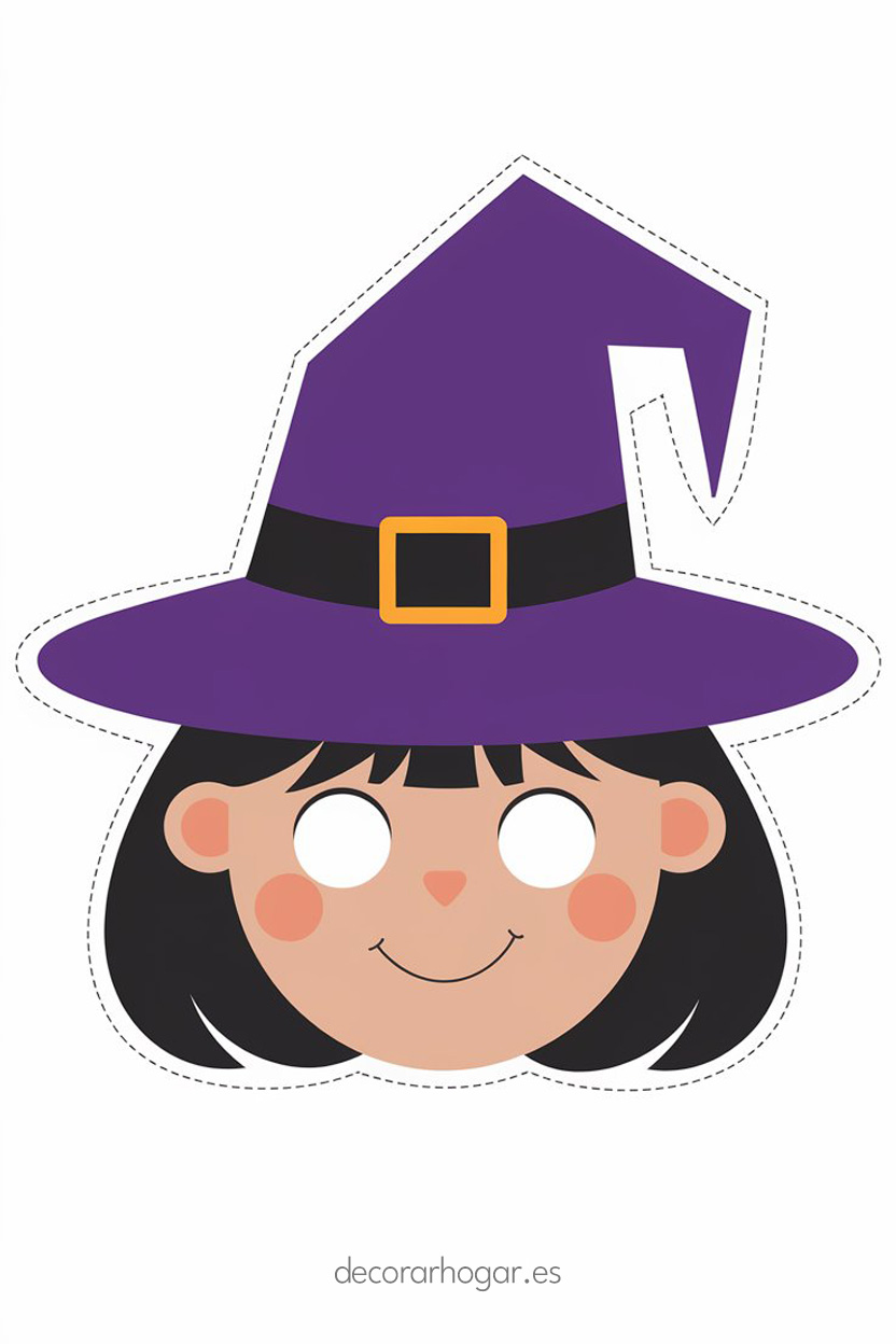 Máscara tipo careta de una Bruja para imprimir en Halloween
