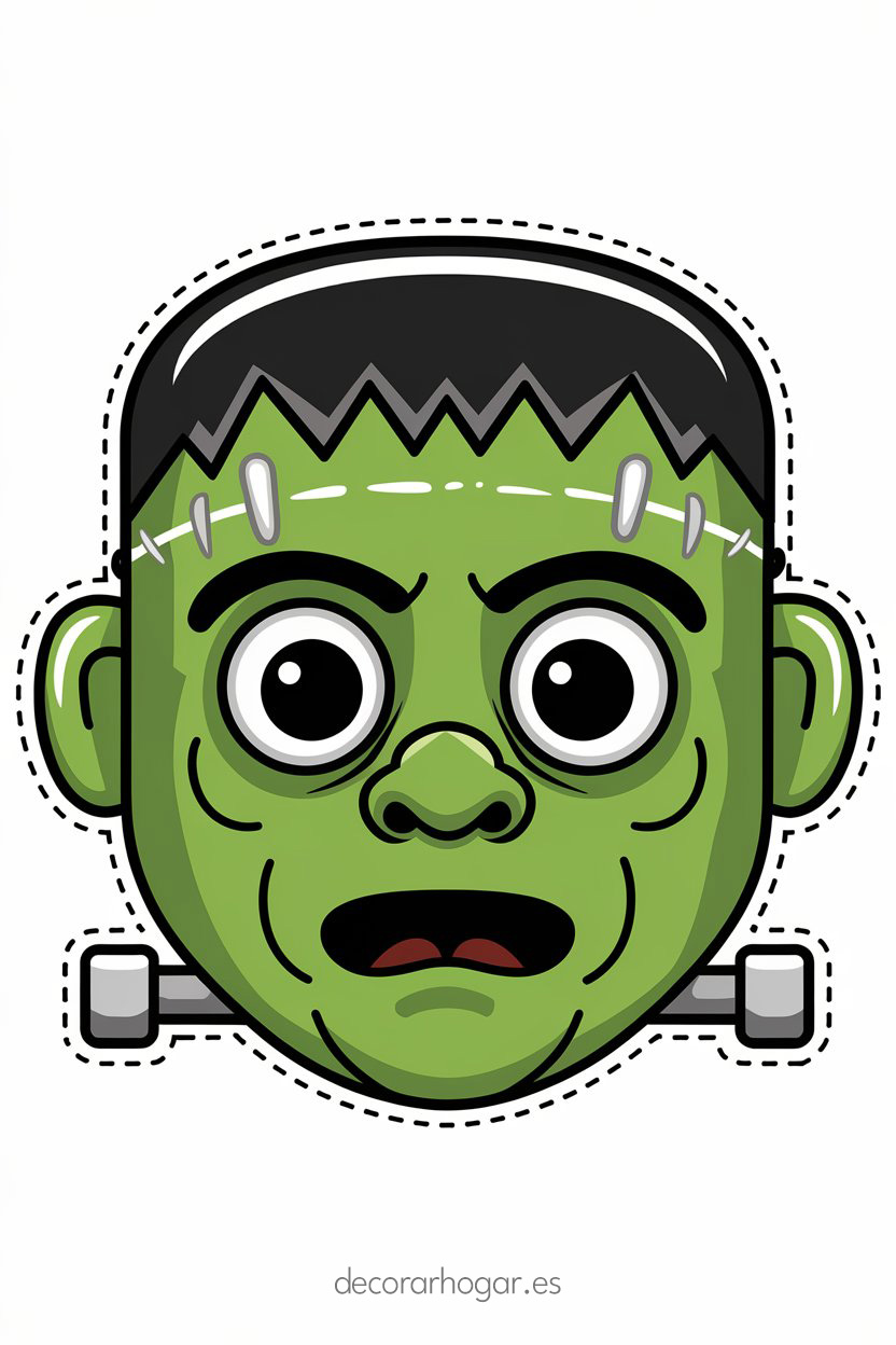 Máscara de Frankenstein infantil imprimible para recortar