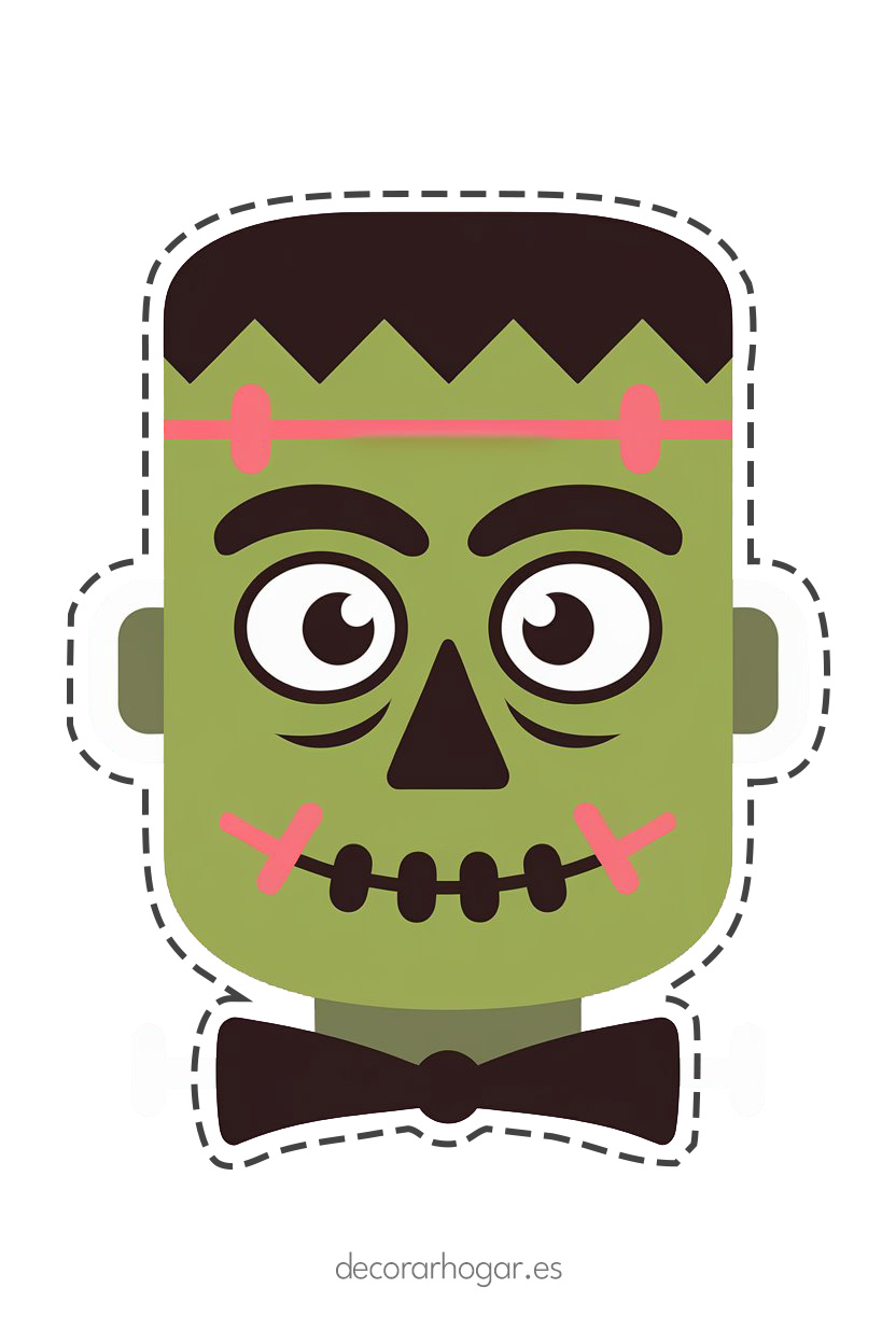 Máscara infantil para niños de Frankenstein para imprimir en Halloween
