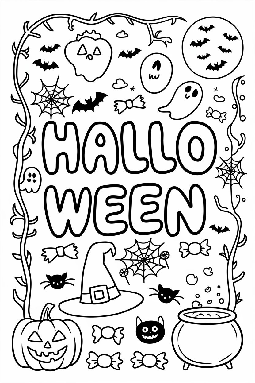 Colorea esta página de Halloween totalmente gratis