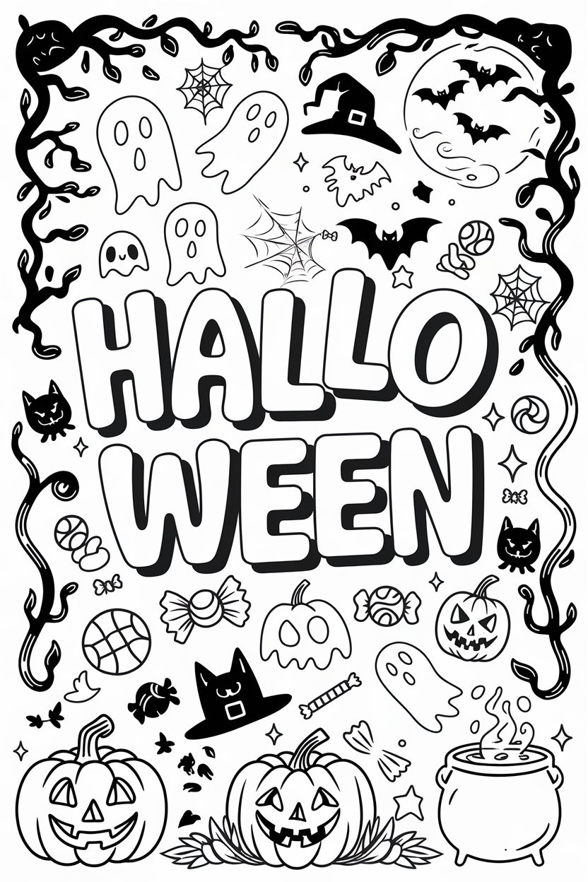 Página de Halloween para imprimir y colorear gratis